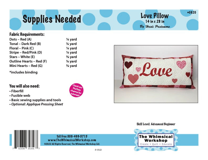 Love Pillow Quilt Pattern