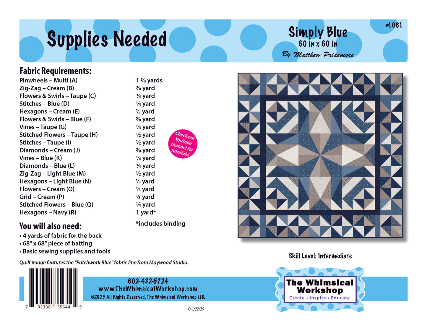 Simply Blue Quilt Pattern
