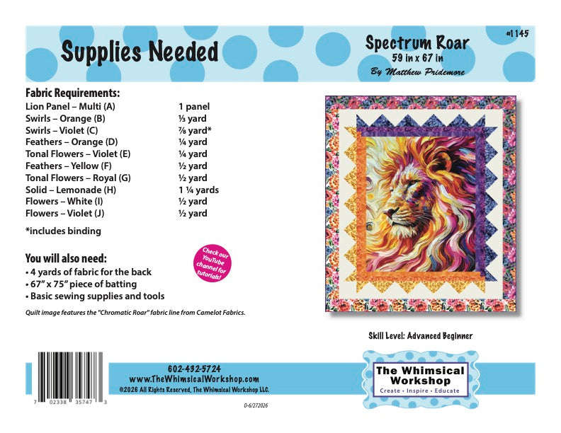 Spectrum Roar Quilt Pattern
