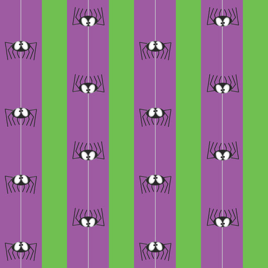 Booooville Spider Stripe -Purple/Lime | Fabric by the Yard