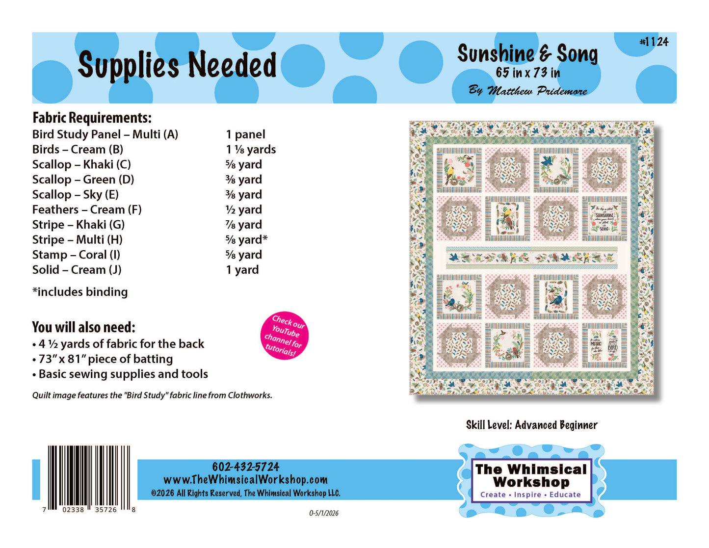 Sunshine & Song Quilt Pattern