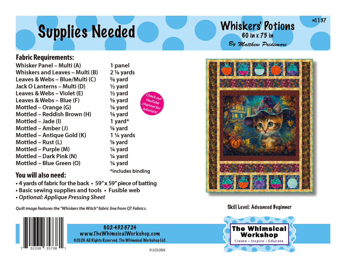 Whisker's Potions Quilt Pattern