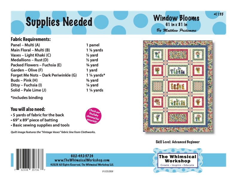 Window Blooms Quilt Pattern