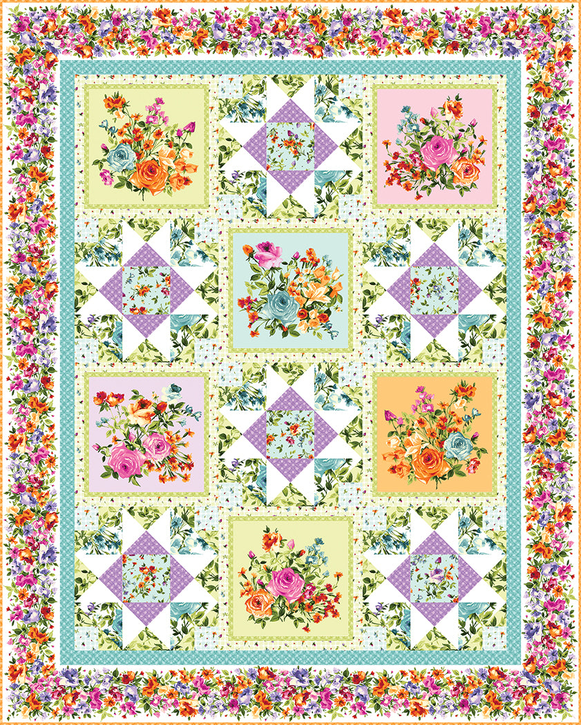 Full on Florals Quilt Pattern | 60" x 75" | Advanced Beginner