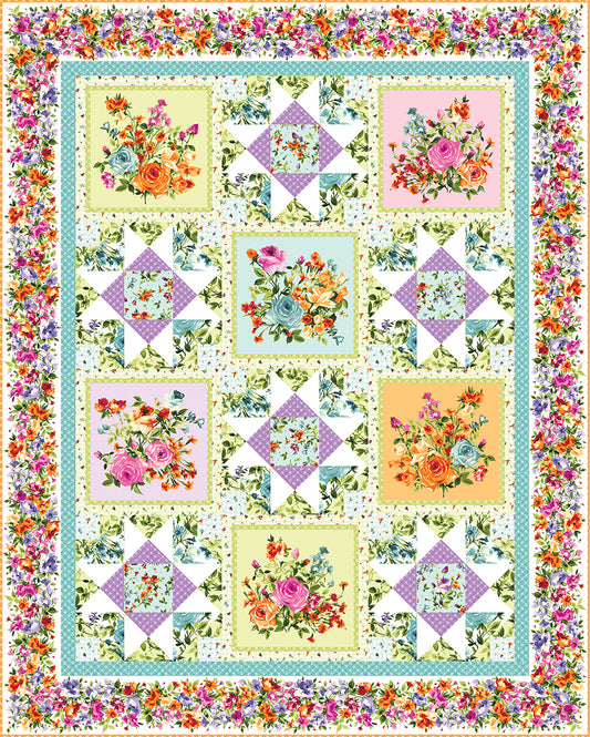 Full on Florals Quilt Pattern | 60" x 75" | Advanced Beginner