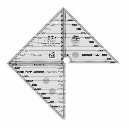 Creative Grids 6" Flying Geese & 45/90 Triangle Ruler for Half-square, quarter square triangles and Flying Geese Units