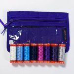 Aurifil Woodcut Blossoms Thread Set with Purple Yazzii Pouch