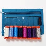 Aurifil Woodcut Blossoms Thread Set with Teal Yazzii Pouch - copy